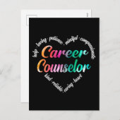 キャリアカウンセラーハートワードクラウドウォーター色 シーズンポストカード (正面/裏面)