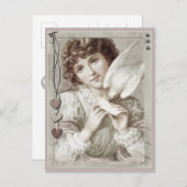 キャリアハト付き女の子CC0584バレンタインハガキ シーズンポストカード (正面/裏面)