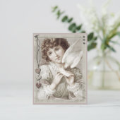 キャリアハト付き女の子CC0584バレンタインハガキ シーズンポストカード (スタンド正面)