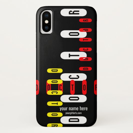 キャリア:タイプ赤、黄色、白の黒で医師 Case-Mate iPhoneケース (裏面)