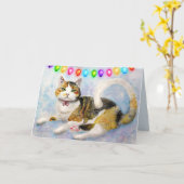 キャリコ（トーティー）猫のクリスマスカード カード (黄色い花)