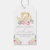 キャリッジとピンクの花おとぎ結婚話 ギフトタグ (裏面)