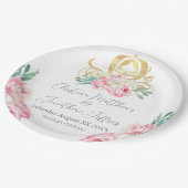 キャリッジとピンクの花おとぎ結婚話 ペーパープレート (アングル)