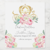 キャリッジとピンクの花おとぎ結婚話 ワインラベル (シングルラベル)