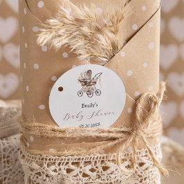 キャリッジスタイリッシュフラワーソフトパステルベビーシャワー ラウンドシール