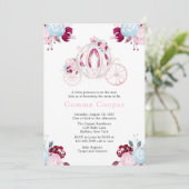 キャリッジピンクとシルバーグリッターガールベビーシャワー 招待状 (スタンド正面)