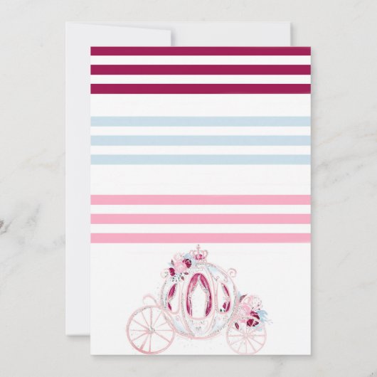 キャリッジピンクとシルバーグリッターガールベビーシャワー 招待状 (裏面)