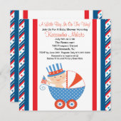 キャリッジベビーシャワーの招待状の愛国心が強いベビー 招待状 (正面/裏面)