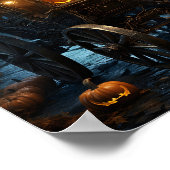 キャリッジ不気味のハロウィーンオレンジ色のカボチャ ポスター (角)