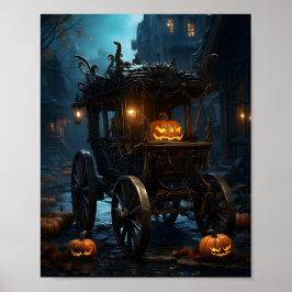 キャリッジ不気味のハロウィーンオレンジ色のカボチャ ポスター