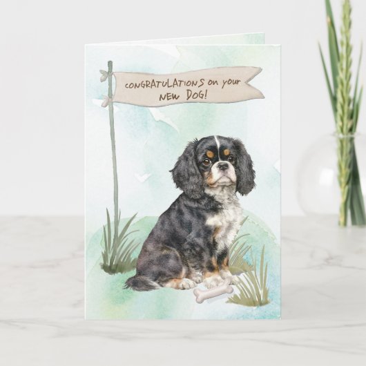 キャリバリーキングチャールズおめでとうニュードッグ カード (正面)