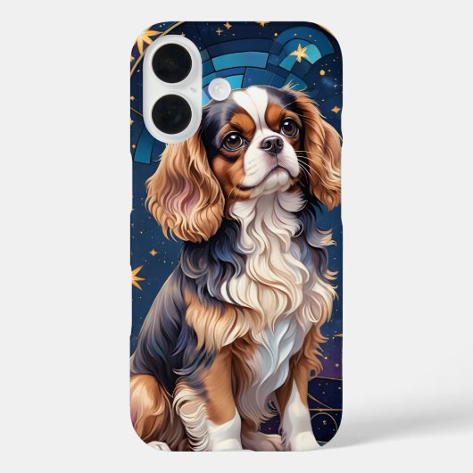 キャリバリーキングチャールズのステンドグラス夜空スター Case-Mate iPhoneケース (裏面)