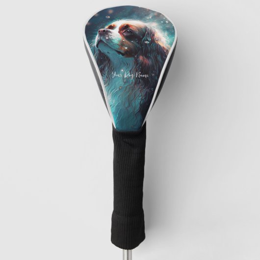 キャリバリーキングチャールズスパニエル犬犬が断崖で泳いでいる ゴルフヘッドカバー (正面)