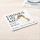 キャリバリーキングチャールズスパニエル犬結婚ズ スクエアペーパーコースター (アングル)