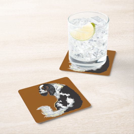 キャリバリーキングチャールズスパニエル犬 スクエアペーパーコースター (インサイチュ)