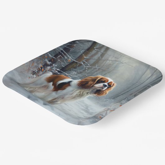 キャリバリーキング雪のクリスマスブラシを許可 ペーパープレート (傾斜あり)