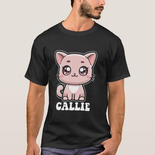 キャリーかわいい猫デザインガールズネームCalli Tシャツ (正面)