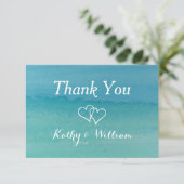 キャリービーンの海景の水彩ビーチ結婚式 サンキューカード (スタンド正面)