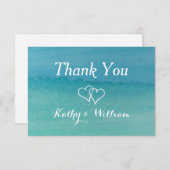 キャリービーンの海景の水彩ビーチ結婚式 サンキューカード (正面/裏面)