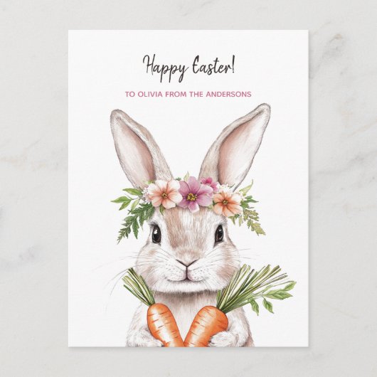 キャロッかわいらしト付きイースターバニー ポストカード (正面)