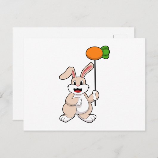 キャロットを風船にしたウサギ.PNG ポストカード (正面/裏面)