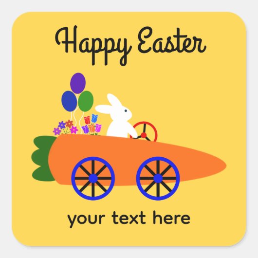 キャロットカーに乗るバニー#2-2ステッカー スクエアシール (正面)