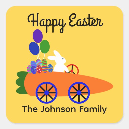 キャロットカーに乗るバニー#3ステッカー スクエアシール (正面)