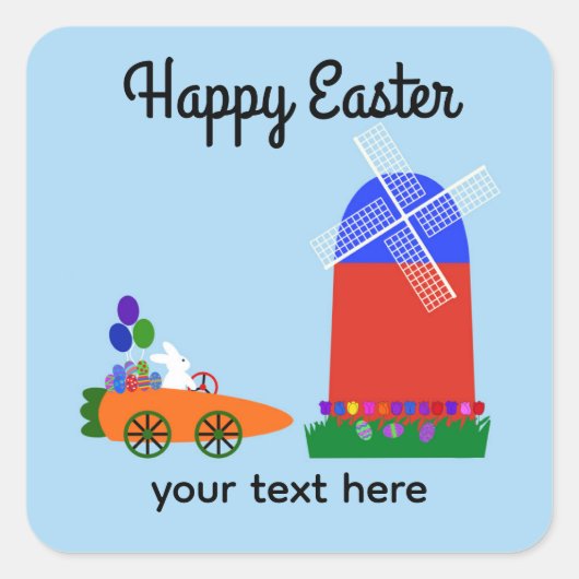 キャロットカーに乗るバニー#4-2ステッカー スクエアシール (正面)