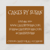 キャロットケーキデコレータスライスベーカリーペストリー スクエア名刺 (裏面)