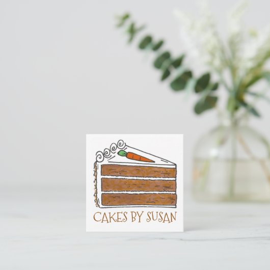 キャロットケーキデコレータスライスベーカリーペストリー スクエア名刺 (スタンド正面)