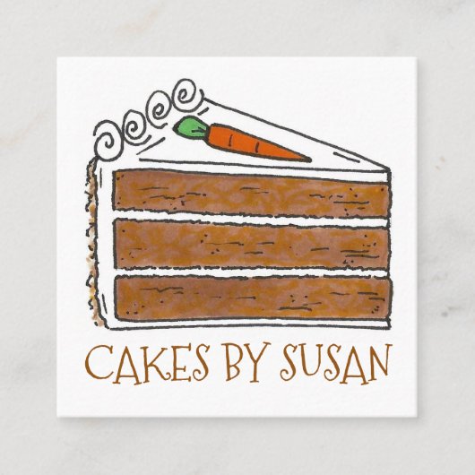 キャロットケーキデコレータスライスベーカリーペストリー スクエア名刺 (正面)