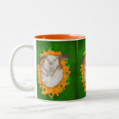 キャロットヘイブン：ブラウンとホワイトバニーの至福のボウ ツートーンマグカップ (左)