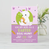 キャロット誕生日パーティーでキュートなイースターバニー 招待状 (スタンド正面)