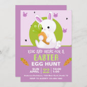 キャロット誕生日パーティーでキュートなイースターバニー 招待状 (正面/裏面)