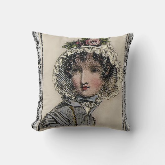 キャロライン、ジェーンインスパイア・アステン・ブラック、ロマンチック クッション (正面)