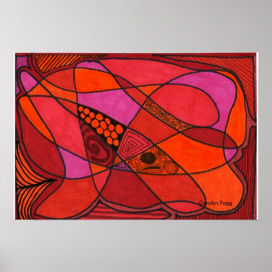 キャロライン・ファグのデザイン「赤の勉強」ポスター ポスター (正面)