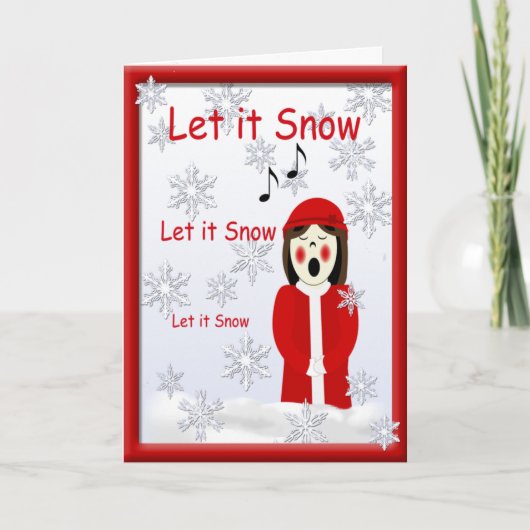 キャロラーガールクリスマスがそれを雪の挨拶 シーズンカード (正面)