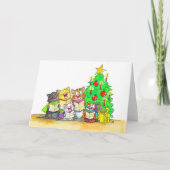 キャロルが猫を歌いながら挨拶 カード (正面)