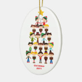 キャロルのクリスマスのオーナメントを歌っている子供 セラミックオーナメント (左)