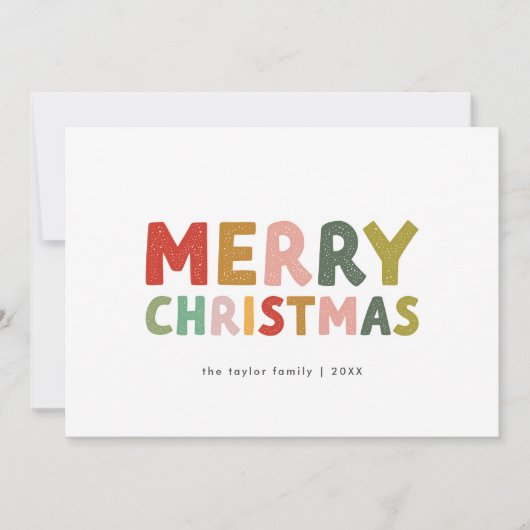 キャロルカラフルかわいい家族おもしろいメリークリスマス シーズンカード (正面)