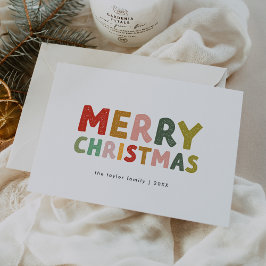 キャロルカラフルかわいい家族おもしろいメリークリスマス シーズンカード