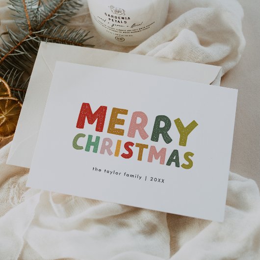 キャロルカラフルかわいい家族おもしろいメリークリスマス シーズンカード