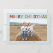 キャロルブルーかわいい子ども写真楽しいクリスマス シーズンカード (正面)