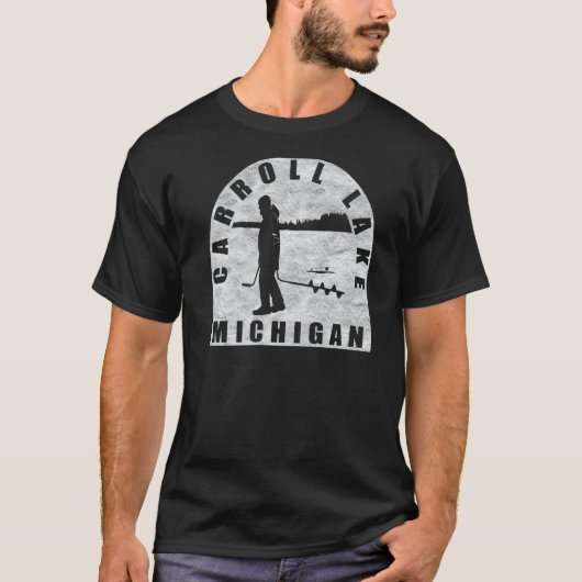キャロルレイクアイス魚釣りミシガン Tシャツ (正面)