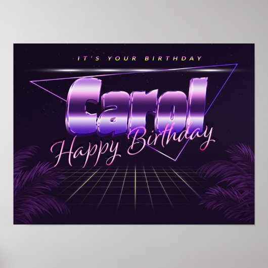 キャロル名Vorname lila retroポスターGeburtstag ポスター (正面)