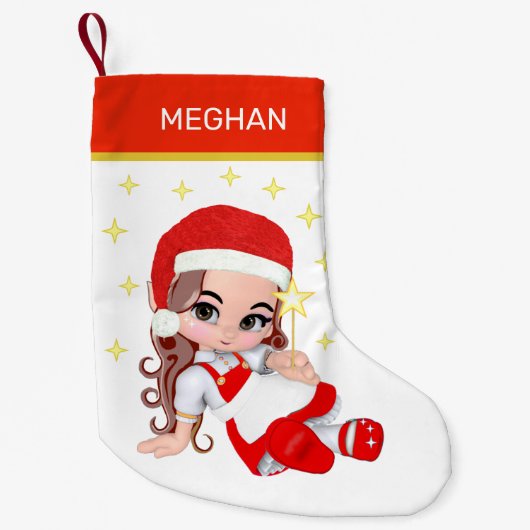 キャロル・フェアリー・ガールと星 スモールクリスマスストッキング (正面)