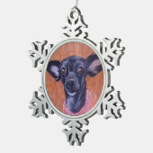 キャロルZeockチワワの装飾のオハイオ州の黒い芸術家 スノーフレークピューターオーナメント (右)