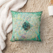 キャロルZeock著ティール(緑がかった色)の幾何学的な花の枕 クッション (ブランケット)