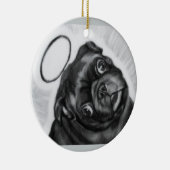 キャロルZeock著天使のパグのオリジナルのアートワーク セラミックオーナメント (右)