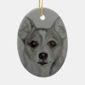 キャロルZeock著楕円形のチワワのオーナメントのアートワーク セラミックオーナメント (裏面)